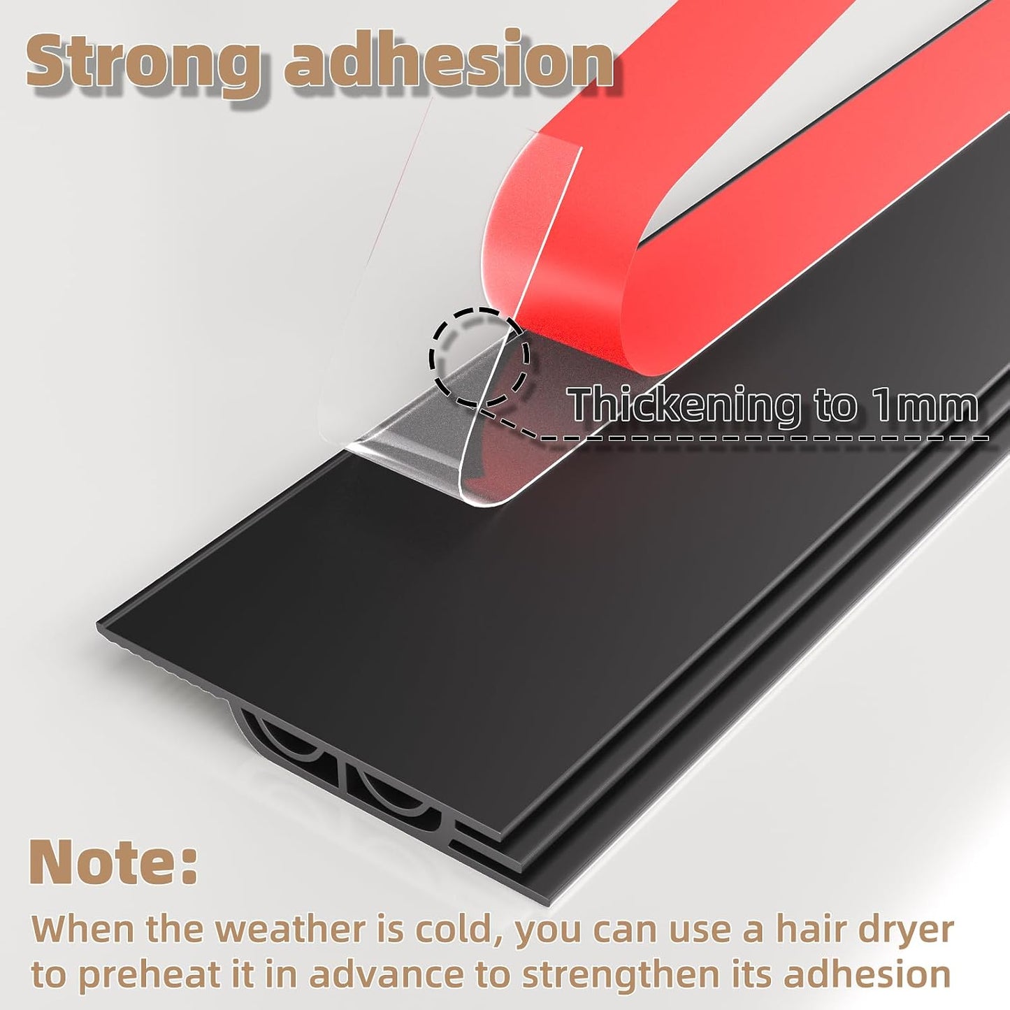 KNEELISA 39" Black Under Door Draft Stopper Interior for 0-1“ Gap,Silicone | Bottom Door Sweep Sound Proofing,Soundproofing Noise Blocker,Gap Filler Soundproof Seal Strip
