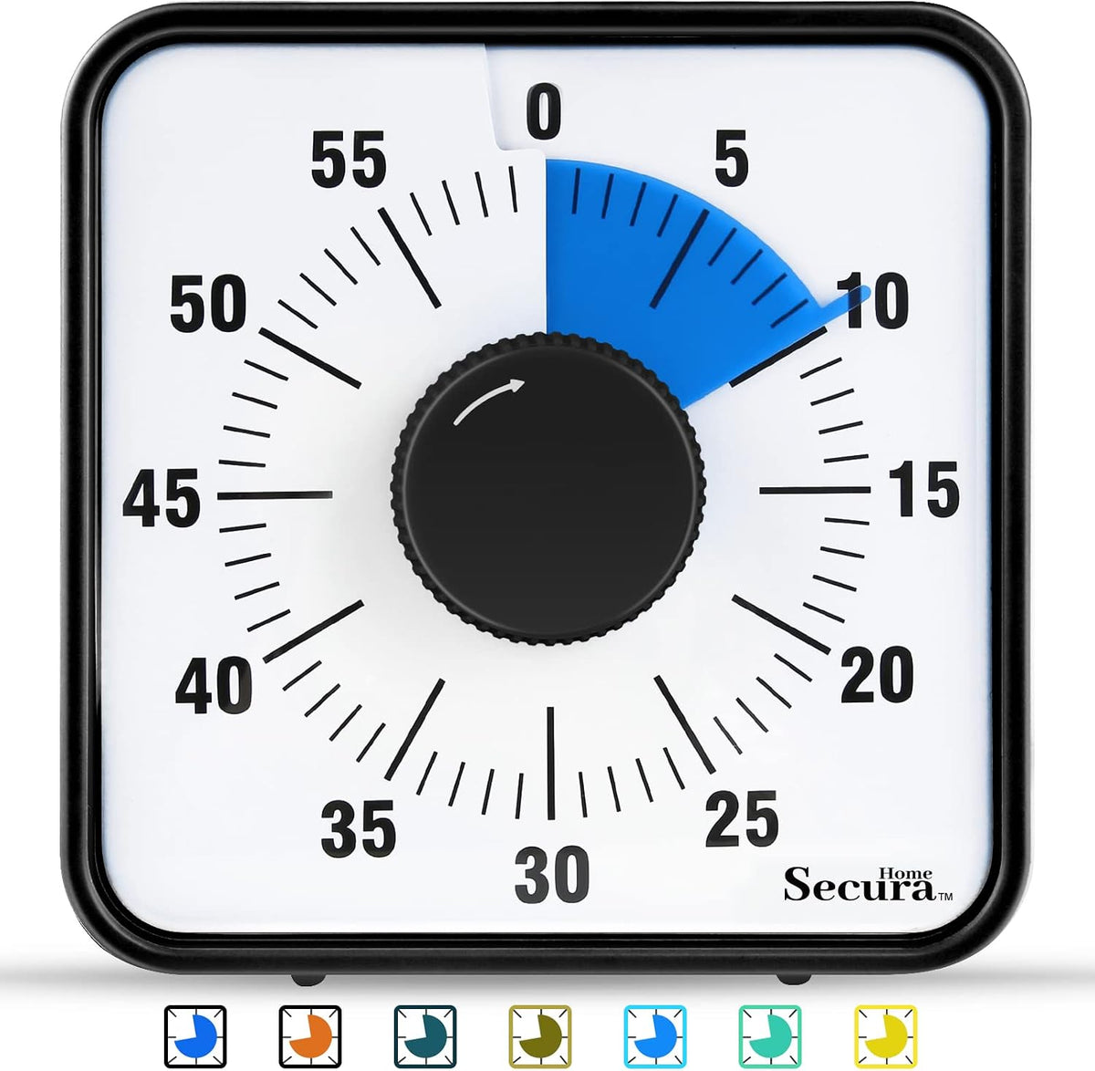 Secura Home 60-Minute Visual Timer, 7.5 Inch Oversize Countdown Timer Clock for Kids and Adults, Durable Mechanical Time Management Tool with Magnetic Backing （Sky Blue）