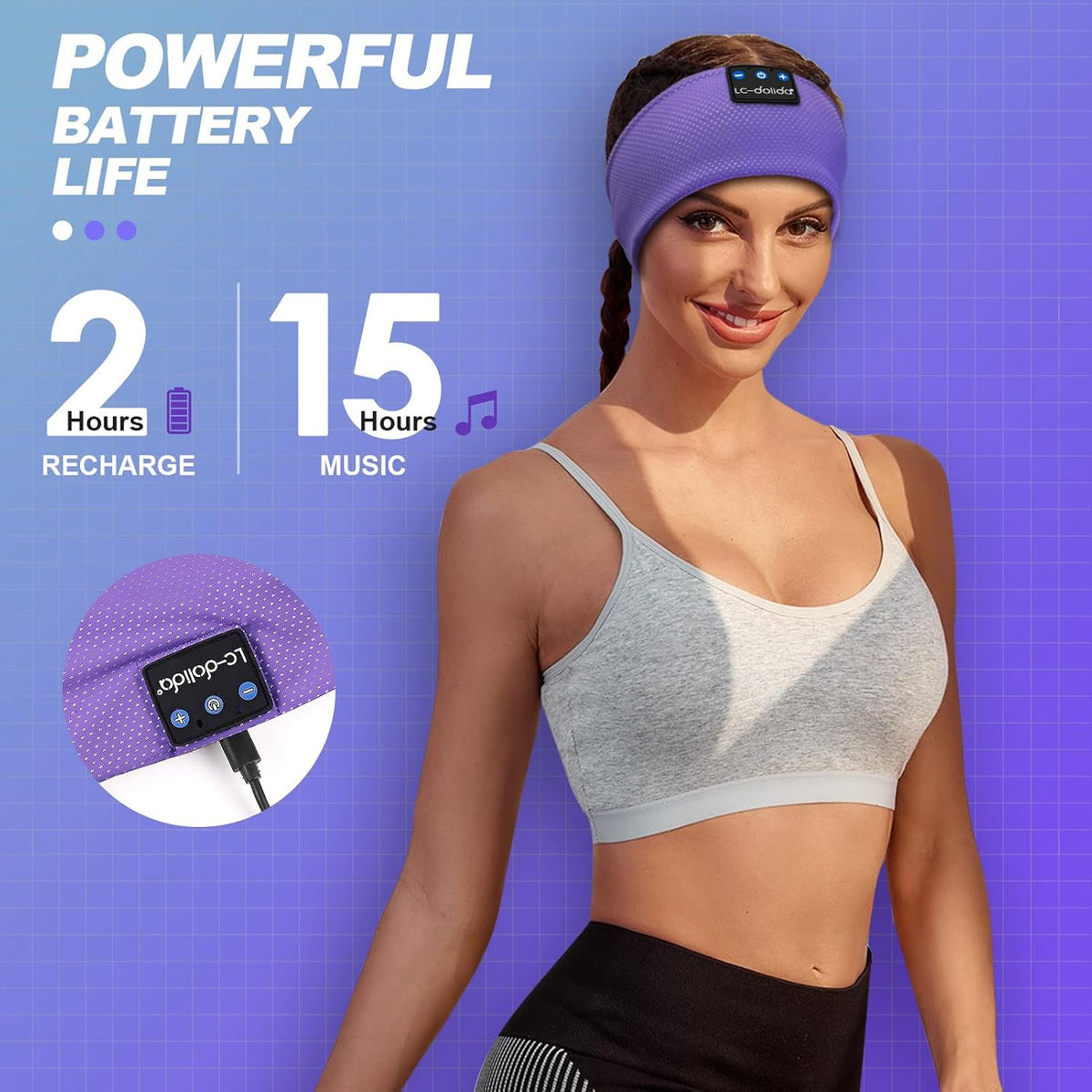 LC-dolida Sleep Headphones Headband Bluetooth 5.4, Sports Headband Earphones Wireless with Speaker Microphone USB C for Women Sleeping Gift Workout Jogging Yoga Insomnia Travel Meditation, Butterfly