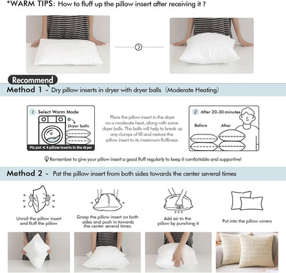 MIULEE Pillow Insert 12x20 Inch Decorative Rectangle Throw Pillow Insert