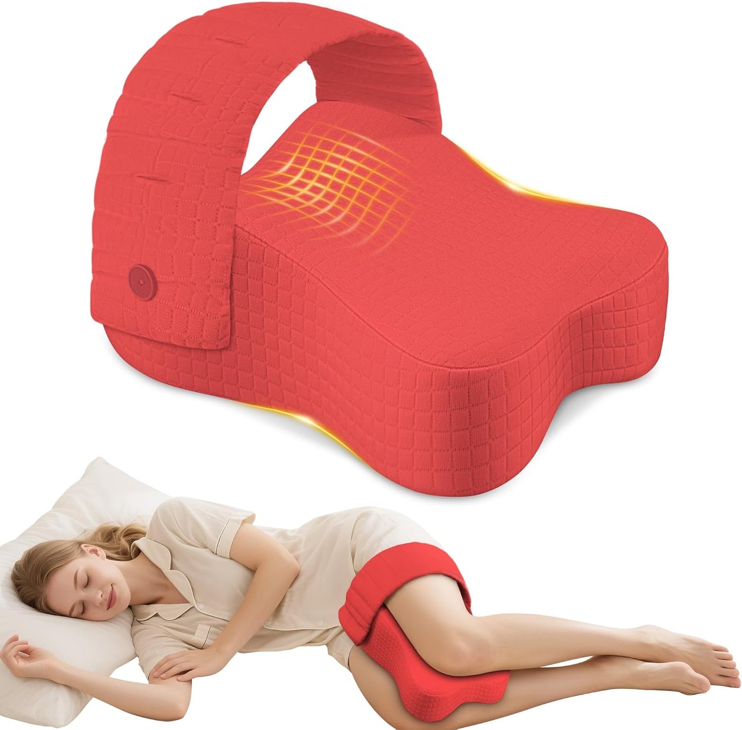 Knee Pillow for Side Sleepers, Leg Pillow for Side Sleeping, Sciatica Pain Relief Pillow, Hip Pillow with Ergonomic Memory Foam – Large Gray Cushion for Thigh, Knee, Back & Leg Support Grey Red