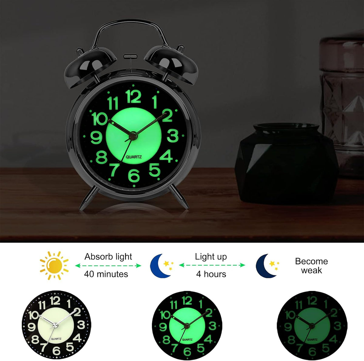 AYRELY® Super Loud Alarm Clock for Heavy Sleepers, 4.5 Inch Twin Bell Retro