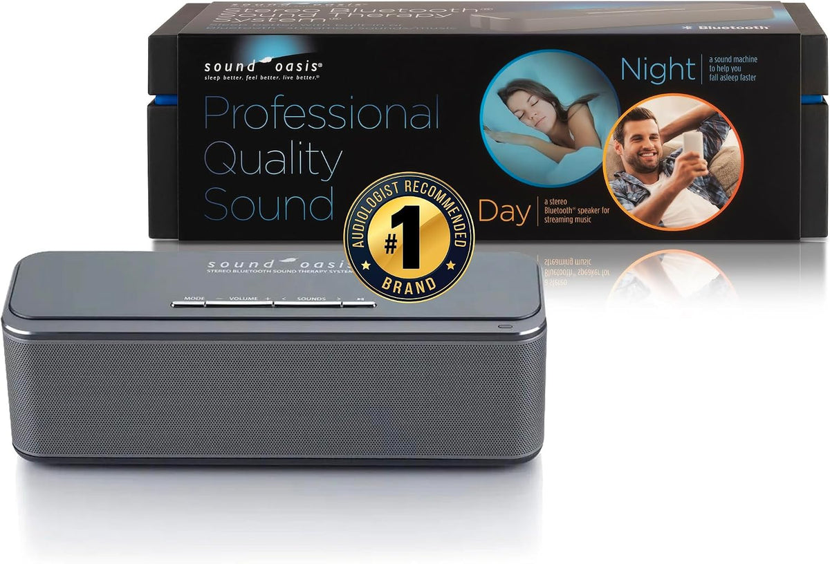 Sound Oasis Bluetooth White Noise Machine – Portable Sound Machine with 20 Non-Looping Nature, Pink & Brown Noise Sounds, Tinnitus Masker for Sleep, Baby, Office & Travel, Rechargeable