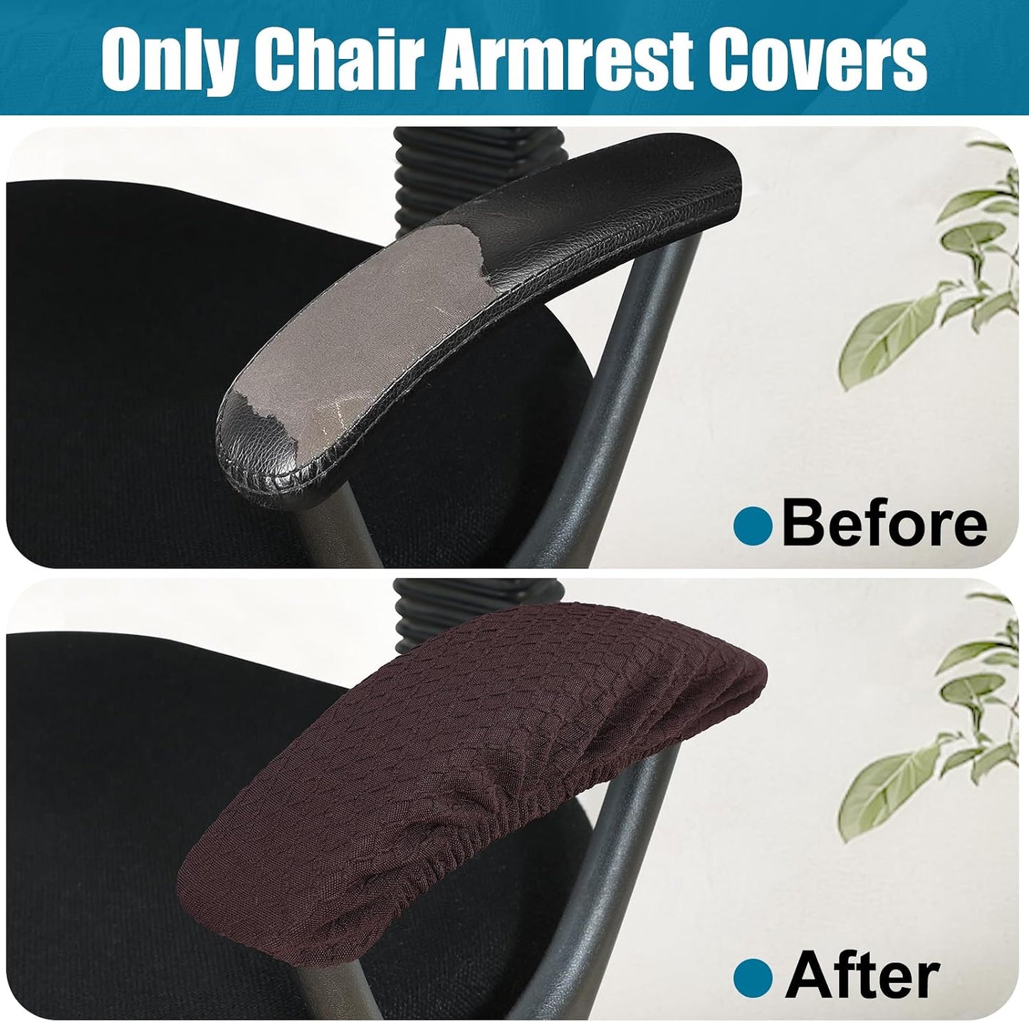 Smiry Office Computer Chair Armrest Covers, 2PCs Anti-dust Arm Rest Pad | Removable Washable Desk Chair Arm Pad Covers, Grey