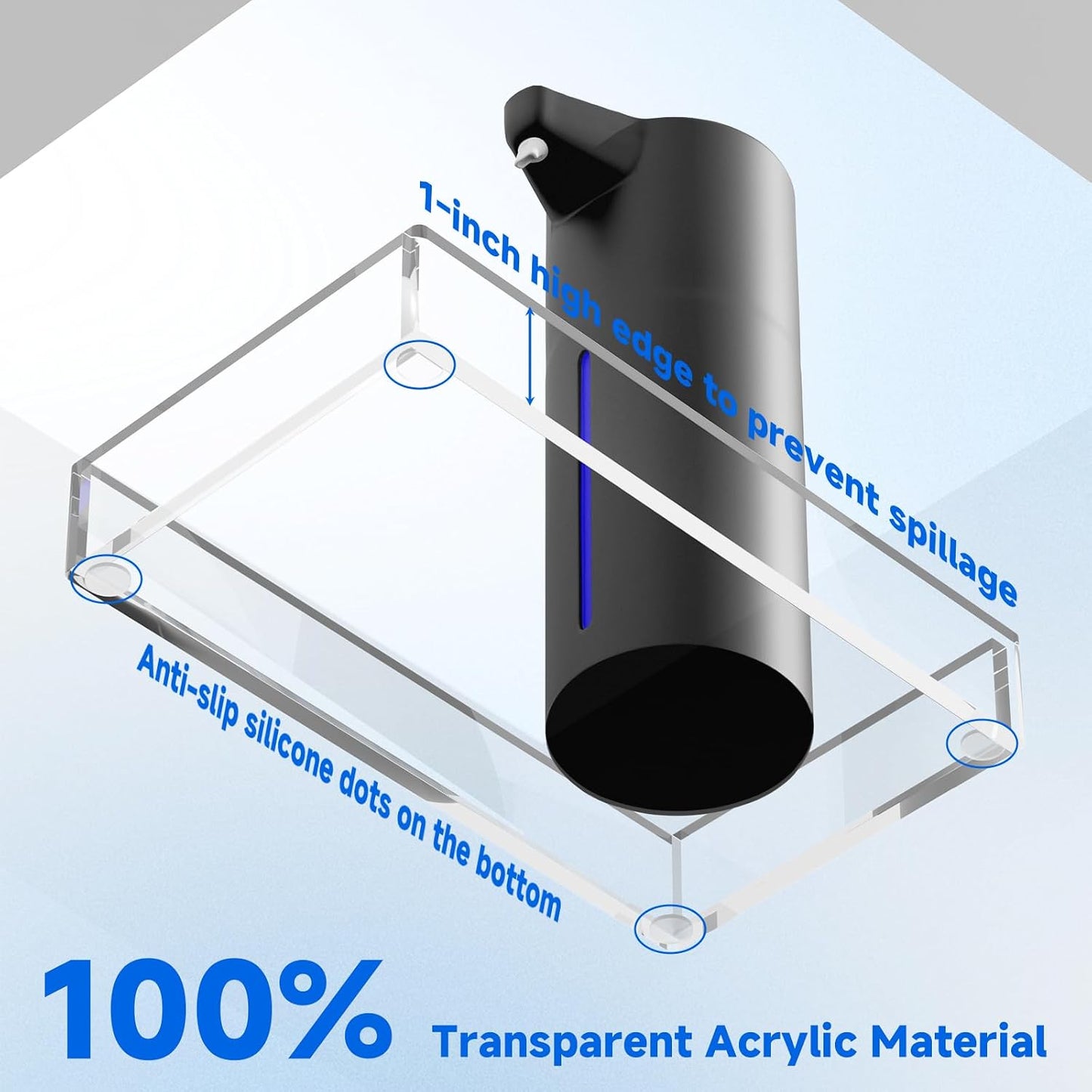 Acrylic Dispenser Drip Tray, Automatic Soap Dispenser Bracket, Laundry Detergent Drip Catcher Prevent Dripping and Spraying, Soap Dispenser Water Tray (Not Include Soap Dispenser)