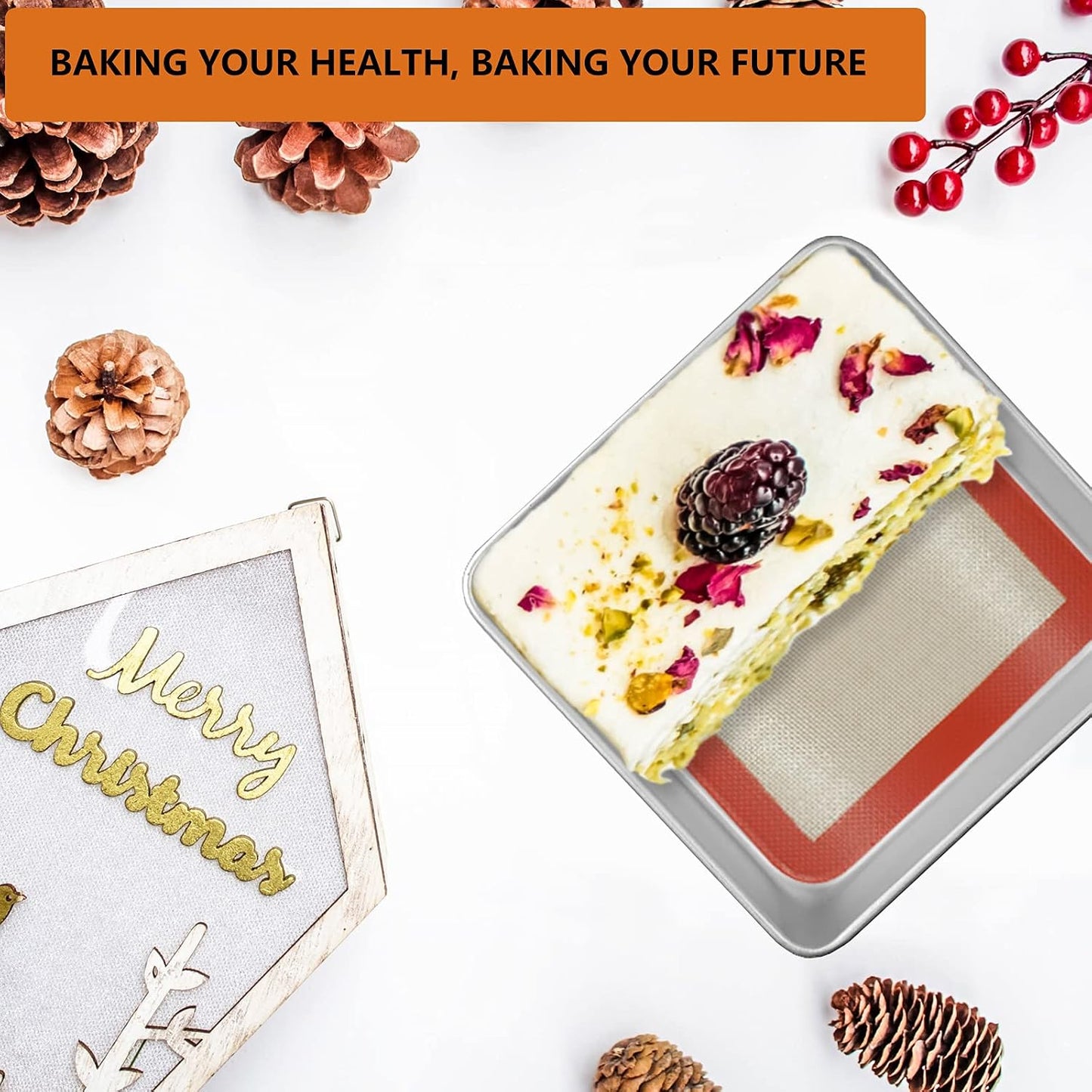 AMYONE 11x11 Silicone Baking Mat, Square Air Fryer Liner, Platinum, 2 Pack | For 11x11 Square Cake Pan/Cheesecake Pan/Toaster Oven/XL Air Fryer, Food Grade Silicone Baking Sheet Liner for Cake/Cookie