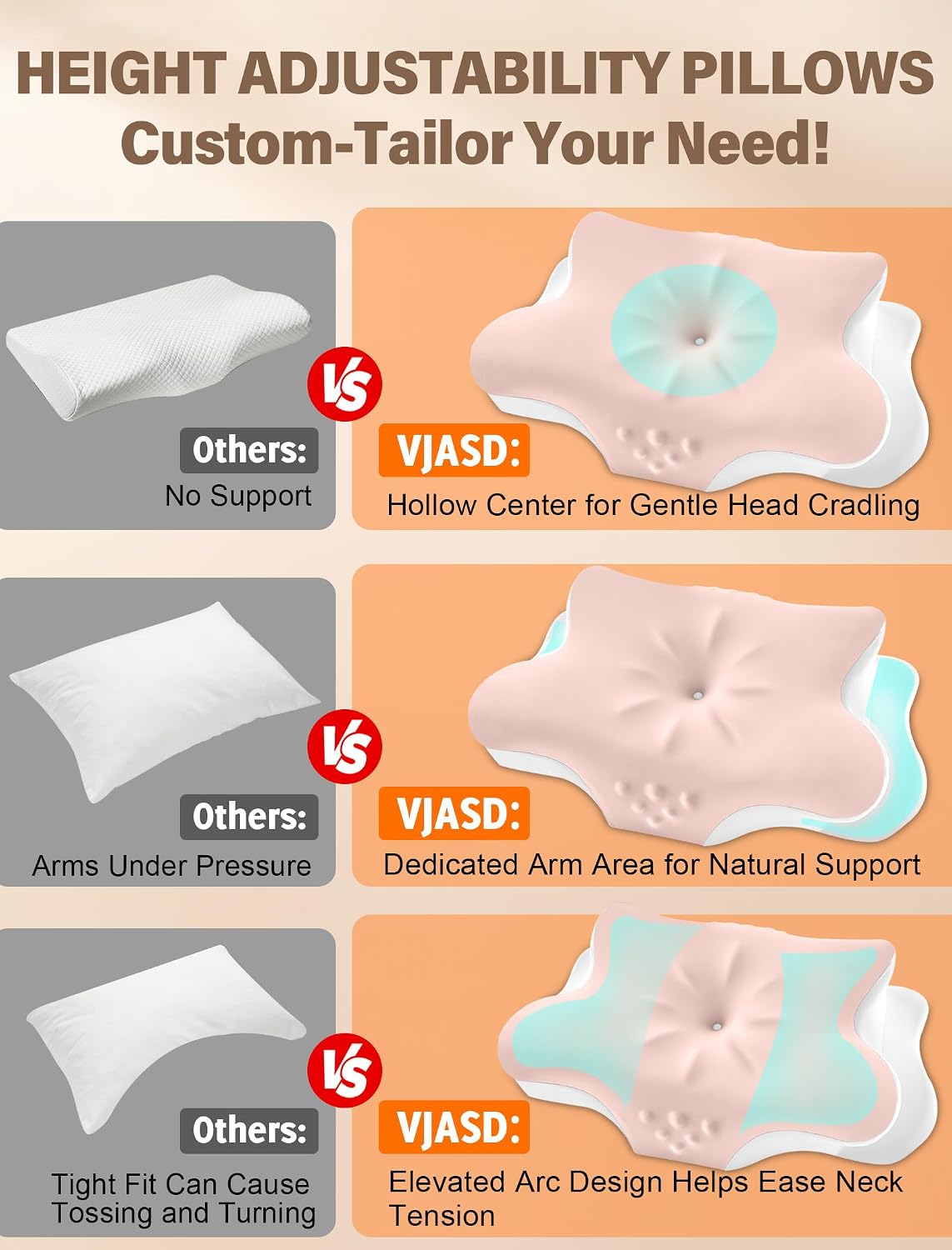 Cervical Neck Pillow for Pain Relief – Ergonomic Memory Foam Pillow for Side Sleeper Contour Orthopedic Bed Pillow for Neck Support with Cooling Cover – Ideal Christmas Birthday Gift for Women Men