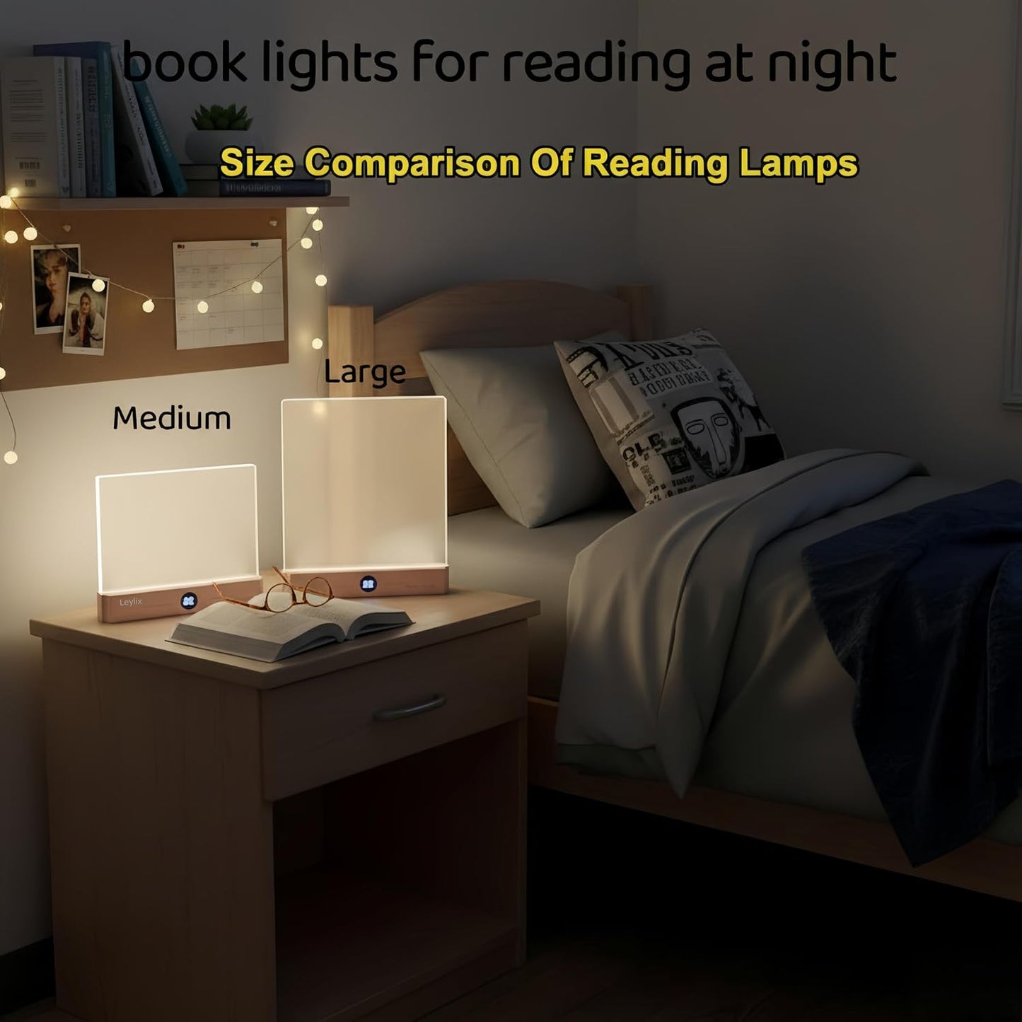 XL LED Flat Book Light for Reading at Night in Bed, Matte Pink | Eye-Caring Page Illuminator 3 Color Temperatures Stepless Dimmable USB Rechargeable, Portable Flat Panel Lamp with Soft