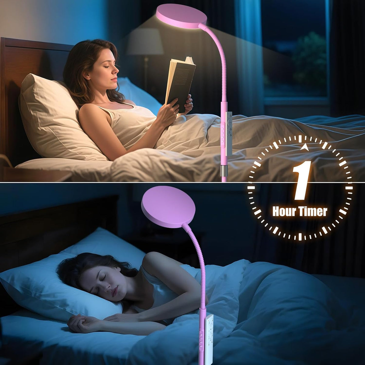 PACOVY Floor Lamp, Adjustable Height Floor Lamps for Living Room Bedroom, 120 LED Super Bright Standing Lamp Remote & Touch Control Dimmable Gooseneck Tall Stand Reading Lamp for Office Craft, Black