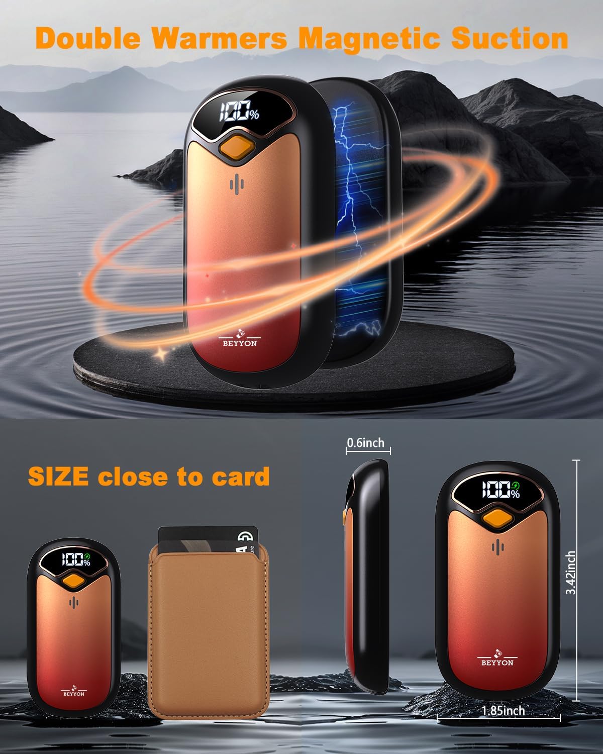 Hand Warmers Rechargeable - Electric Hand Warmer Rechargeable 2 Pack, LED Digital Display, 4 Heat Levels Reusable, USB, Magnetic Portable Handwarmers for Golf/Camping/Hunting, Gift for Women, Men