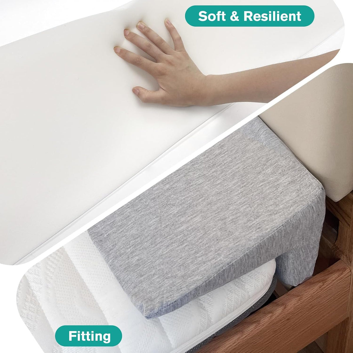 Wibeelee 60"x8"x5" Bed Wedge Pillow for Headboard Bed Wedge Gap Filler Cover 1.5-inch Gaps Mattress Wedge Gap Filler to Stop Items Falling Down(Grey)