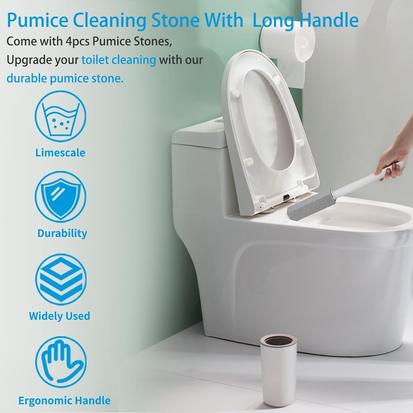 3 Packs Pumice Cleaning Stone with Extra Long Handle, Pumice Stone for Toilet Bowl Clean for Cleaning Toilets, Bathtubs, Grills, Swimming Pools, Sinks