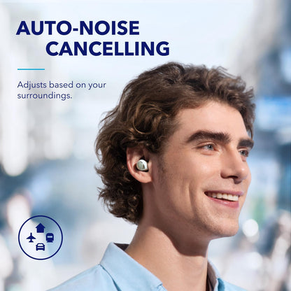 soundcore by Anker Space A40 Auto-Adjustable Active Noise Cancelling Wireless Earbuds, Reduce Noise by Up to 98%, 50H Playtime, Hi-Res Sound, Comfortable Fit, App Customization, Wireless Charge (Blue) | Reduce Noise by Up to 98%, Ultra Long 50H Playtime,