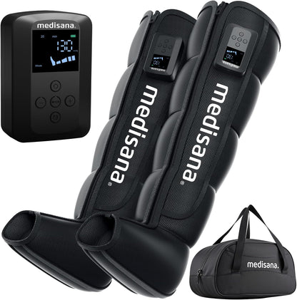 Medisana Leg Compression Massager, Cordless Rechargeable Air Pressure Boot with Multi-Customize Modes, Intensities & Timer, Leg Compression for Circulation (2 Pack)