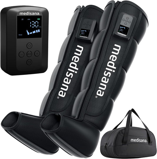 Medisana Leg Compression Massager, Cordless Rechargeable Air Pressure Boot with Multi-Customize Modes, Intensities & Timer, Leg Compression for Circulation (2 Pack)