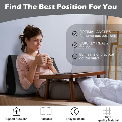 Prosixtoy Portable Wedge Pillow Inflatable Cushion - Body Positioners Lightweight Wedge Pillow for Sleeping, Leg Elevation, Use in Bed, Travel, Camping, Fast Inflating Deflation (Grey)