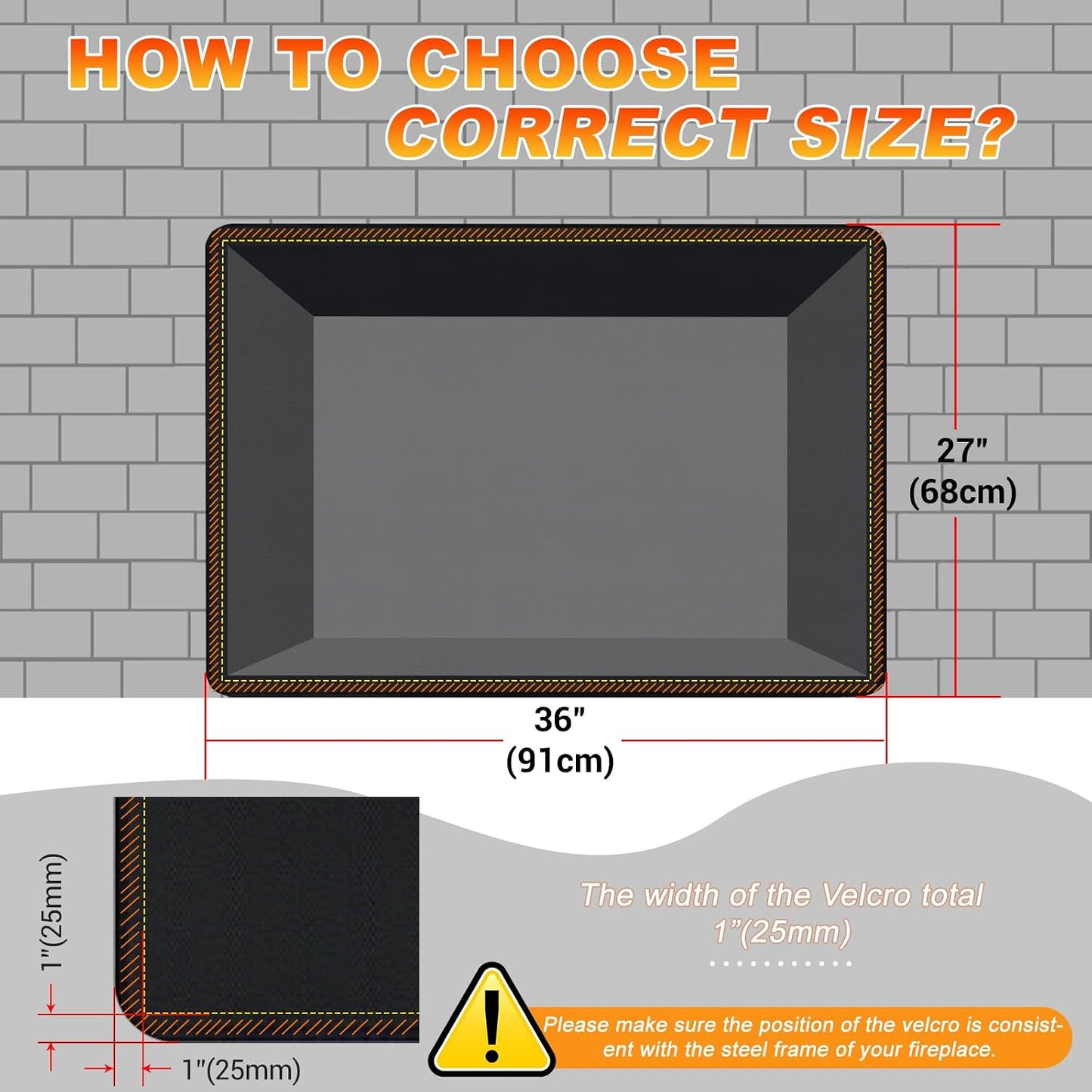 Magnetic Fireplace Cover, Draft Stopper for Brick Fireplace, Fireplace Flue Blocker with 16 Pieces Strong Magnets, Indoor Fireplace Blanket for Heat Loss, Winter and Summer, Black, 36x27 Inches