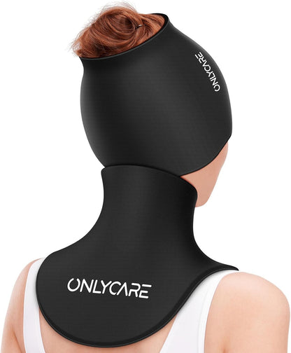ONLYCARE Migraine Relief Cap, Headache Relief & Neck Ice Pack Wrap Gel Set | Upgrade Headache Cap and Shoulder Cold Pack, Hot & Cold Compress, FSA-HSA Eligible, Relief of Pain, Swelling, Office Pressure