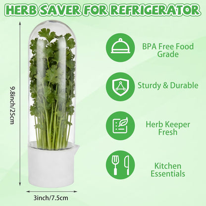 4 PCS Fresh Herb Keeper for Refrigerator, Herb Saver for Refrigerator, Cilantro Containers for Fridge, Herb Storage Containers for Cilantro Asparagus Mint Rosemary Parsley Basil for 2-3 Weeks