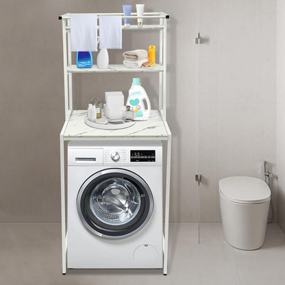 3 Tier Wooden Over The Washer and Dryer Storage Shelf, Bathroom Shelf Washing Machine Storage Shelves Utility Rack Freestanding Laundry Drying Rack Heavy Duty for Bathroom