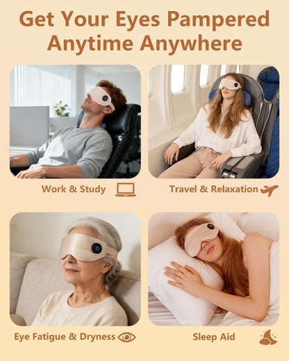 Heated Eye Mask for Dry Eyes, Cordless Sleep Mask with Warm Compress