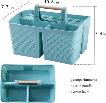 rejomiik Plastic Shower Caddy, Portable Shower Basket with Handle, Cream | Cleaning Caddy Organizer for Bathroom, College Dorm Room Essentials, Storage Tote