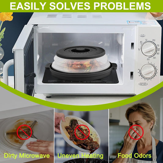 2 Pack Microwave Splatter Cover & Anti-scald Plate,Collapsible Plastic & Silicone Microwave Cover for Food with Vented,Kitchen Dish Guard Cover for Meal Prep,Home Apartment Essential