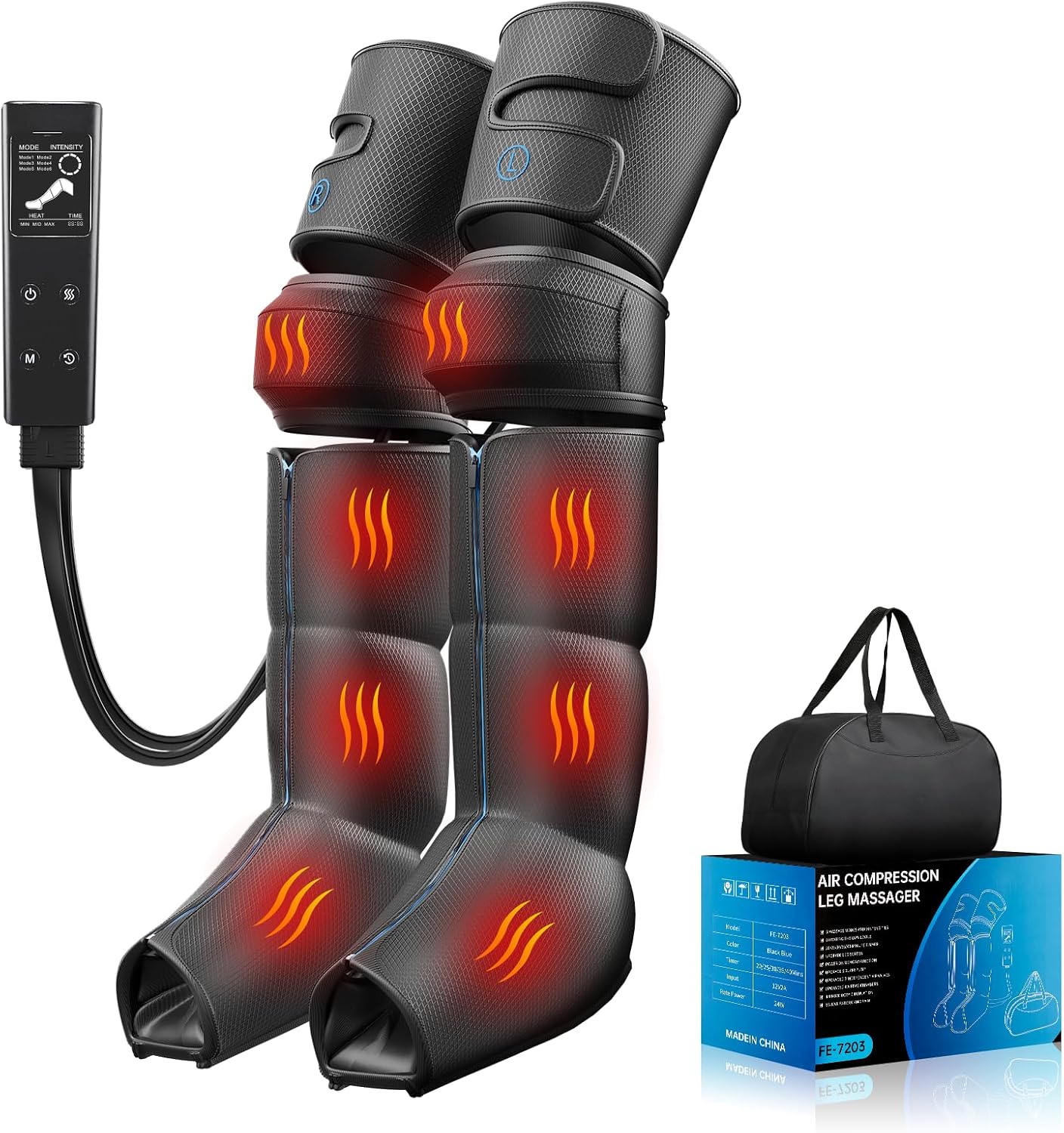 Air Leg Compression Massager Pro with Heat for Circulation and Pain Relief, Leg Recovery Compression System for Fast Recovery of Foot, Calf and Thigh, Relieve Edema, Reduce Muscle Fatigue