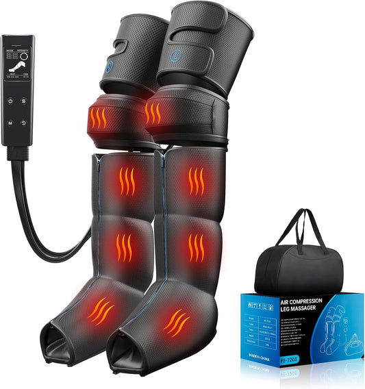 Leg Massager with Heat and Air Compression, Foot and Calf Massager for Circulation and Pain Relief, Sequential Compression Boots with 6 Modes, 9 Intensity, 3 Heat - Gifts for Mom, Dad, Woman