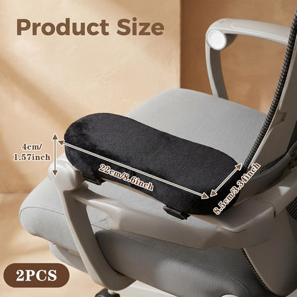 2 Pack Non-Slip Armrest Pads Ergonomic Thick Memory Foam Arm Pads for Office, Gaming Chairs (Black) | Thick Memory Foam, Ergonomic, Elbow Forearm Support, Universal