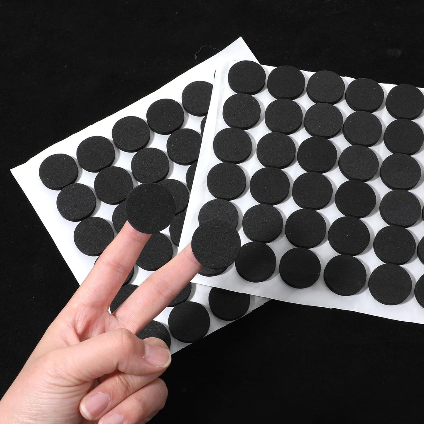 120 Pcs Thin Felt Pads, Self Adhesive Cabinet Cushion Dots 1 Inches Mini Foam Felt Pads Self Stick Pad for Cabinet Doors Furniture Desks Floor Drawers Black