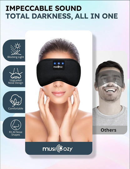 MUSICOZY 3D Sleep Headphones Bluetooth 5.4 Sleep Mask with HD Speakers