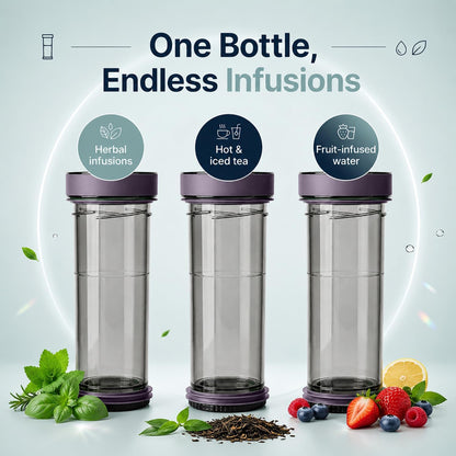 VIVA Recharge Tea Infuser Bottle, 16 oz Insulated Stainless Steel Travel Tea Tumbler with Infuser for Loose Leaf, Hot & Cold Tea & Coffee, Patented Steep Control, Leak-Resistant Lid - Mustard