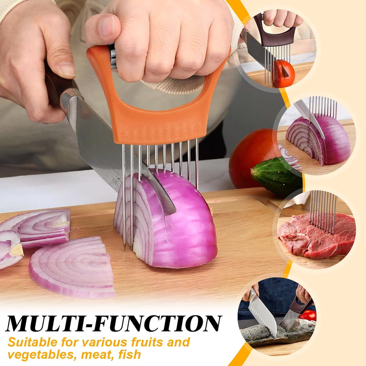 Stainless Steel Onion Holder for Slicing,Onion Slicer Holder,Kitchen Gadget