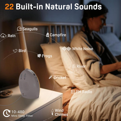 Sunrise Alarm Clock White Noise Sound Machine with 25 Soothing Sounds, 17 Night Lights, Bluetooth Speaker, Wake Up Light Alarm Clock for Bedrooms, Heavy Sleepers, Ideal Gift for Baby, Kids, Seniors
