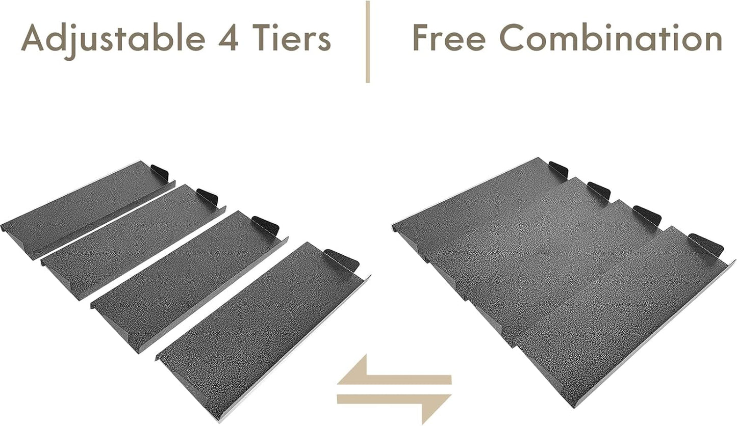 Spice Drawer Organizer for Kitchen, Adjustable Expandable Spice Rack Tray Insert 4 Tiers for Cabinet Drawer, 12.8" Wide x 17.5" Deep