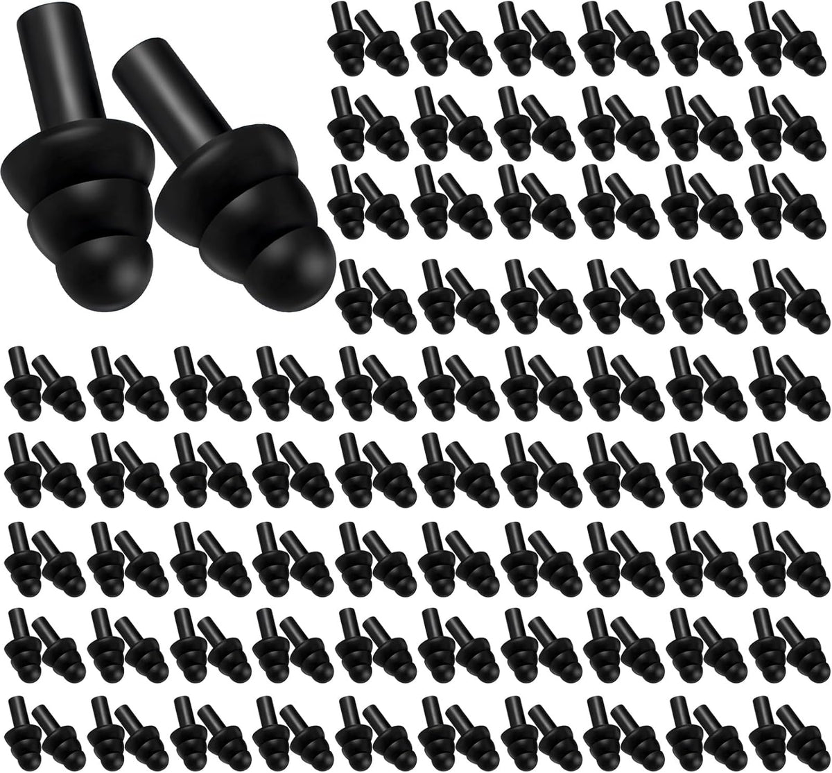TrelaCo 200 Pairs Ear Plugs Bulk, Reusable Silicone Ear Plugs, Black