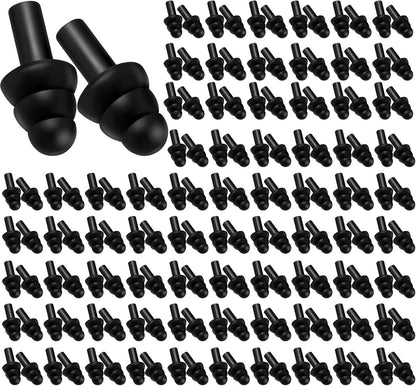 TrelaCo 200 Pairs Ear Plugs Bulk, Reusable Silicone Ear Plugs, Black