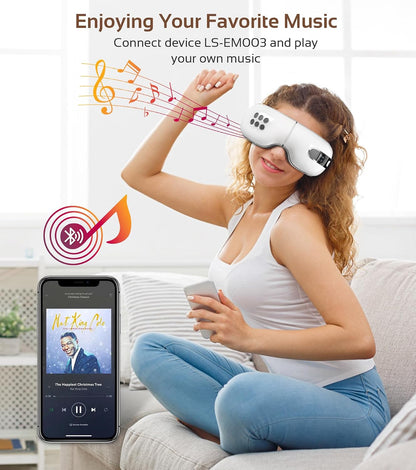 Eye Massager with Heat and Cooling for Migraine Dry Eyes Relief, Rechargeable Bluetooth Music Migraines Relief Eye Massager Improve Sleeping Gifts for Women Men