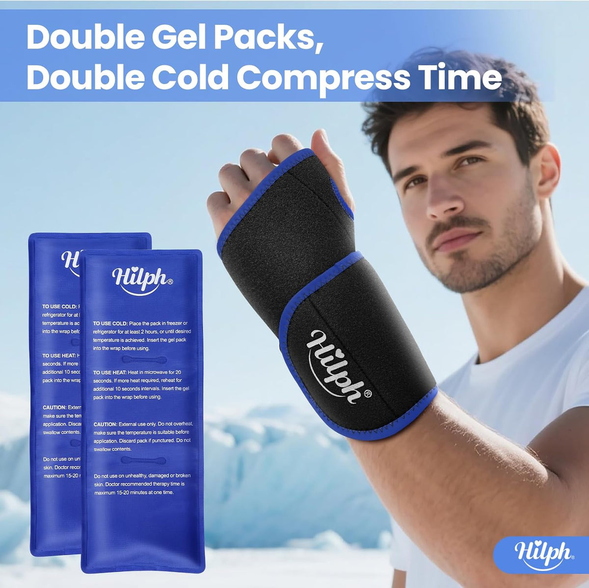 Hilph Wrist Ice Pack Wrap, Carpal Tunnel Relief Wrist Brace with Gel Pack