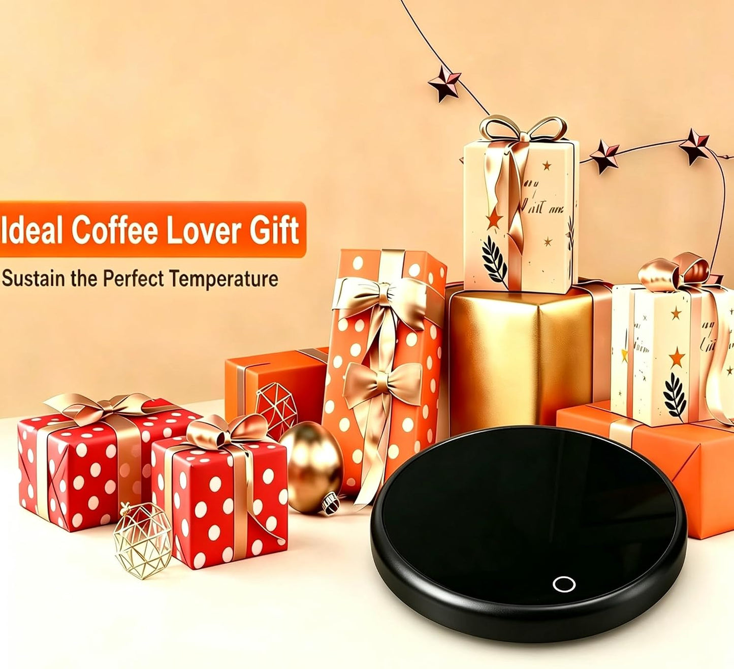 Coffee Mug Warmer, Auto-Shutoff Cup Warmer for Home Office Desk Use, Electric Beverage Warmer Heating Plate（Black ）
