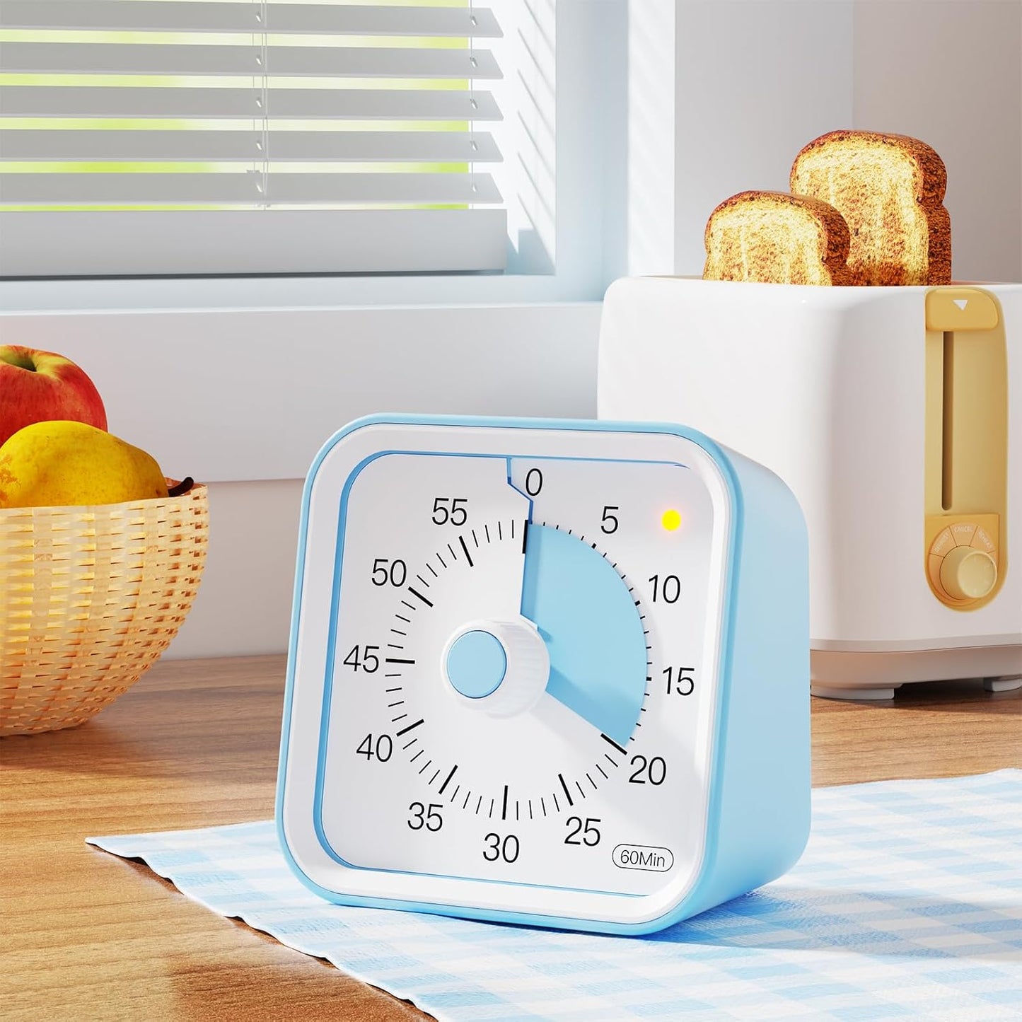 Visual Timer for Kids, Countdown Timer with Pause Function, White | Timer for Kitchen Cooking, Classroom, Study, Toddler, ADHD, Cute Timer Clock, Alarm 3 Volume Levels, Light Indicator