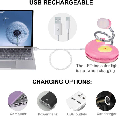 LUXSWAY Rechargeable Reading Light for Kids, LED Book Light with Magnetic Clip and Flexible Gooseneck, Cute Amber Bookmark Light - Violet