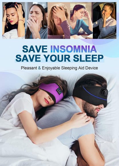 TOPOINT Sleep Mask Headphones Bluetooth Wireless 5.4, Breathable Cotton Eye Mask for Sleeping Side Sleepers Travel Music Headsets with Microphone Handsfree Men Women