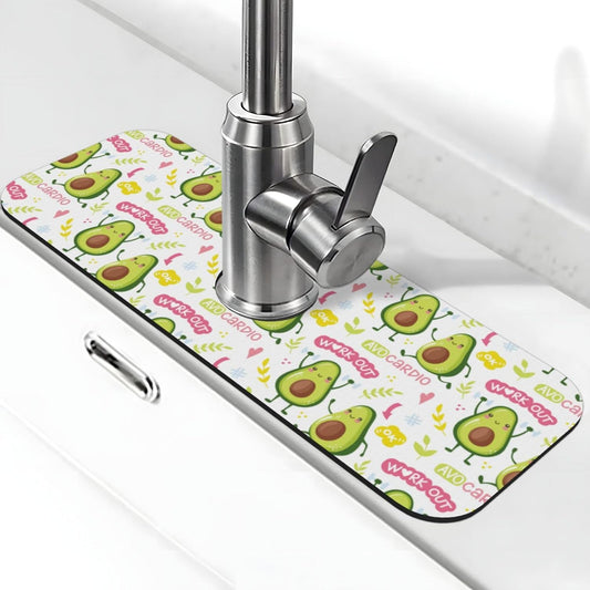 Wildflowers Floral Flower Kitchen Sink Splash Guard Faucet Mat Super Absorbent Fast Drying Mat Sink Gadgets-Fast Drying Pad Sink Mat For Kitchen Bathroom (15" X 5.5" )