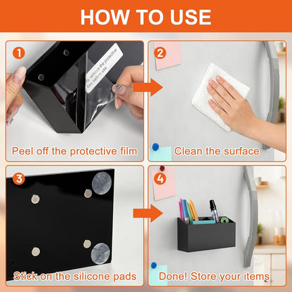 Magnetic Pen Holder for Dry Erase Markers, Strong Magnet, Clear | Sturdy Acrylic Construction, Strong Neodymium Magnet, Holds Multiple Pens and Markers, Fits Whiteboards and Refrigerators