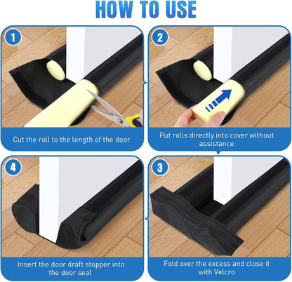 BlissTrends 36 in Under Door Draft Stopper, Covers Gaps up to 2.36 in,Black | Adjustable Door Sweep Gap Filler Seal Fits Most Doors, Easy Install, Blocks Drafts, Light, Dust, Insects and Reduces Noise