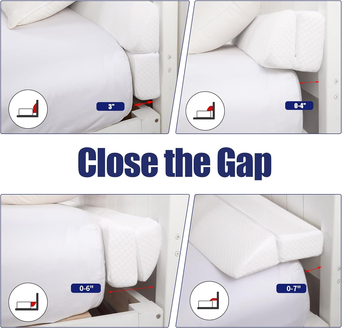 HOMBYS Wedge Pillow Headboard for Bed Gap,Foldable Bed Wedge Gap Filler King Size,Matterss Gap Filler,Multi Functional Bed Crack Pillow, Fill The Gap (0-7") Between Your Headboard and Mattress,White