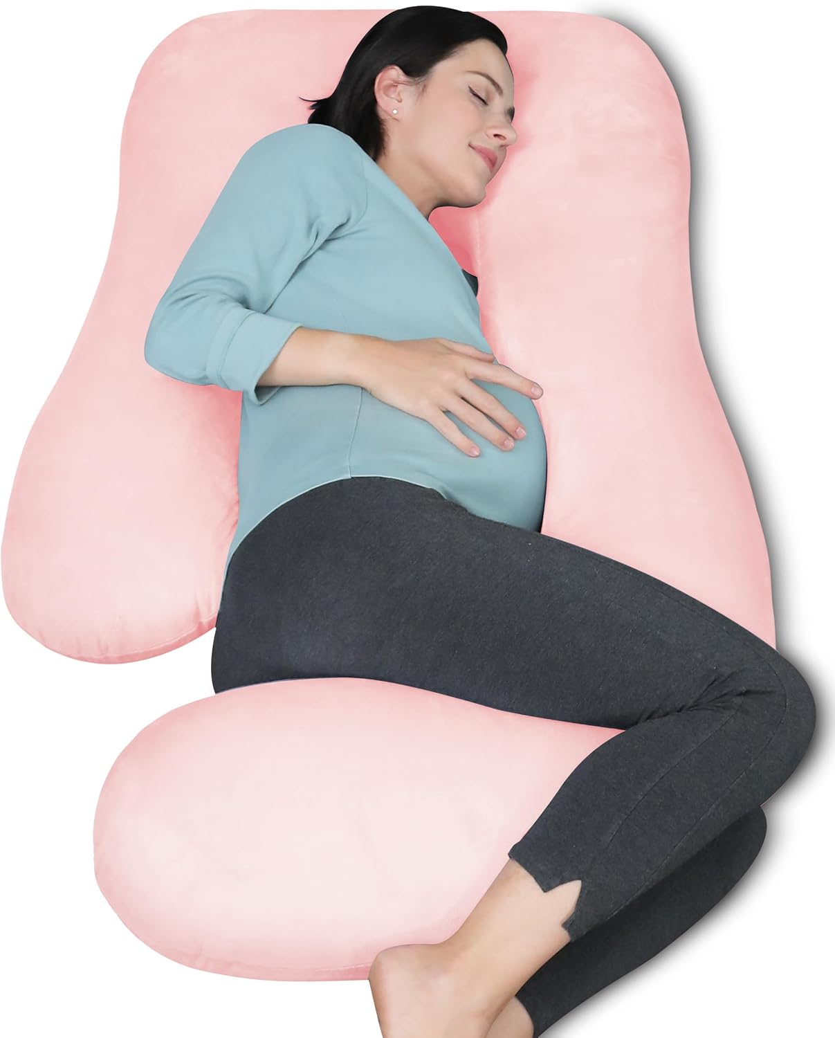 MOON PARK Pregnancy Pillows for Sleeping - 57 Inch U Shaped Full Body Maternity Pillow with Removable Cover - Support for Back, Legs, Belly, Hips - Pregnancy Pillow for Women - Grey