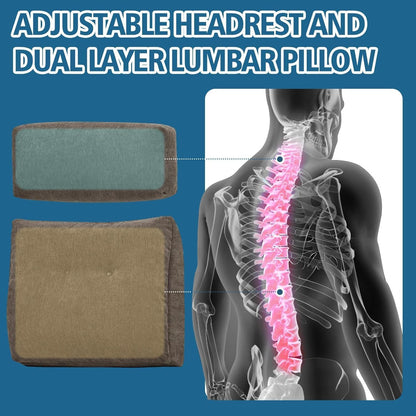 Back Support Pillow for Recliner Soft Dual Layer Lumbar Support Pillow with Shredded Memory Foam Ergonomic Orthopedic Couch Lumbar Cushions for Elderly Lower Back Pain Relief Dark Grey
